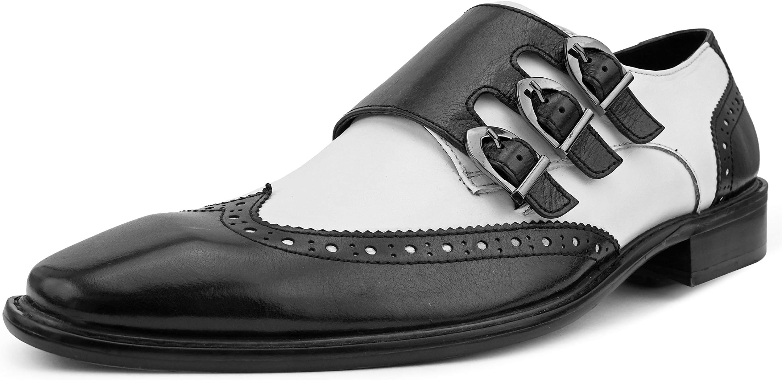 Asher Green AG118 - Men's Dress Shoes - Genuine Leather Shoes for Men, Formal Mens Shoes - Two-Tone, Wingtip, Triple Monk Strap