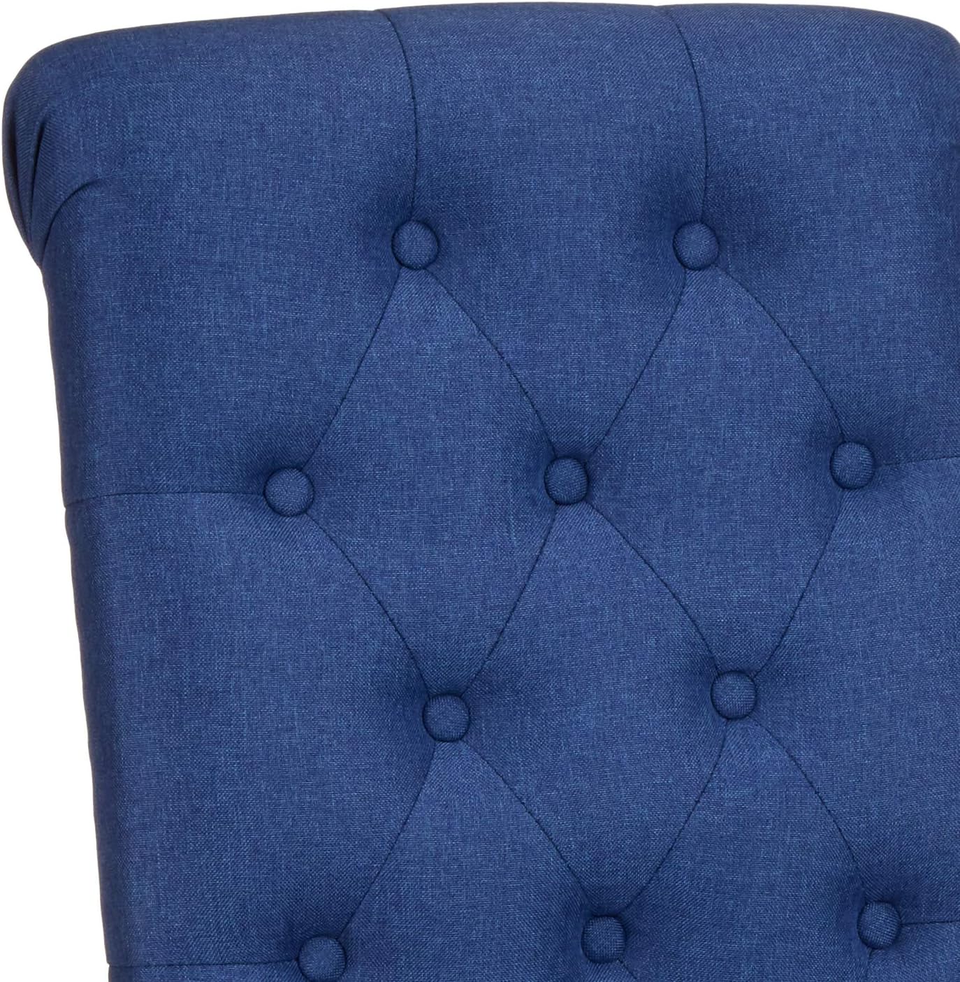 Basics Classic Fabric Tufted Dining Chair with Wooden Legs - Set of 2, Blue: Home & Kitchen