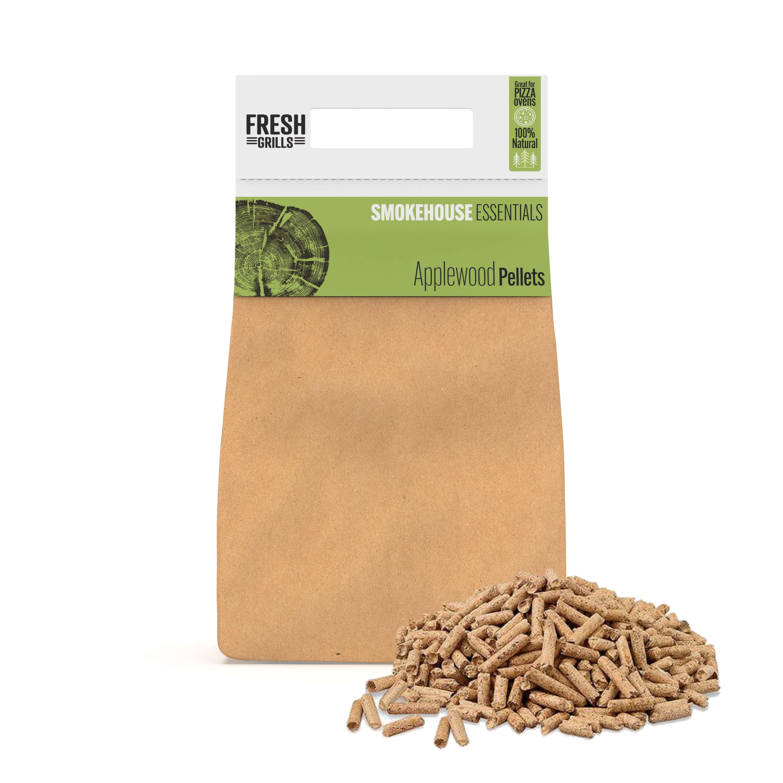 Fresh Grills Wood Pellets for BBQ Grill, Wood Fired Pizza Oven, Kamado and Outdoor Smokers, High Energy Wood Chips 1.5kg to 18kg (Apple Wood, 1.5kg)