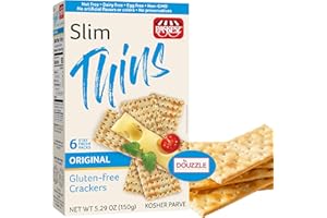 DOUzzle Passover Treats, Gluten Free Flatbread Crackers, Slim Thins Original (6 Stay Fresh Packs - Pack of 1) Non Gebrokts Kosher for Passover Snack Food - Non GMO, Nut Free, Dairy Free, Egg Free