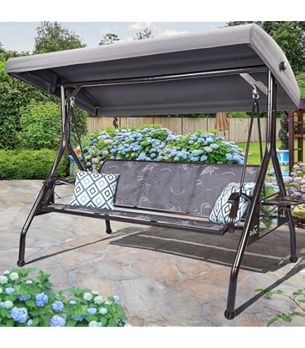 Amazon.com : ZZW 3 Seat Outdoor Porch Patio Swing with Stand