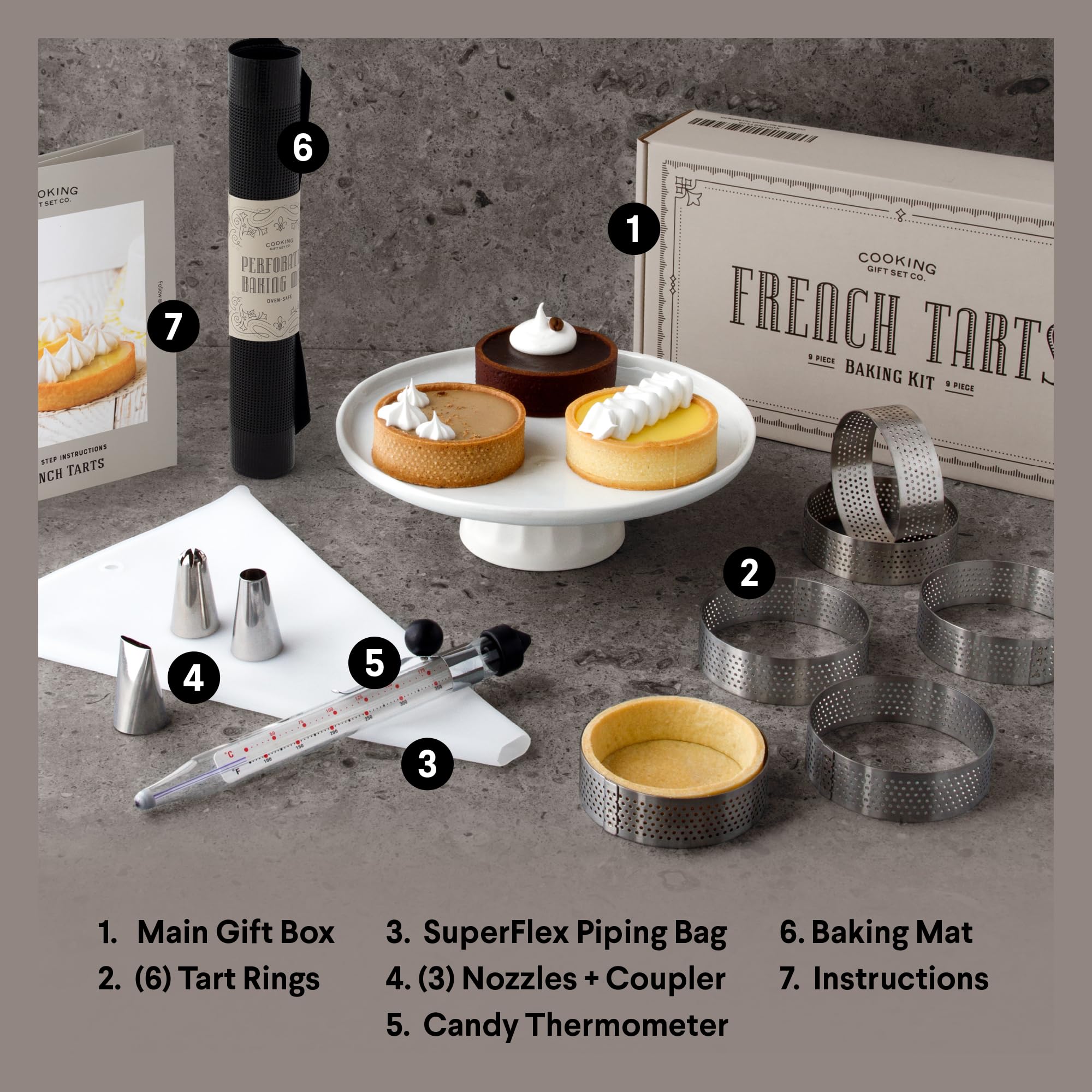 French Tart Baking Set | Mothers Day Unique Baking Gifts Kitchen Baking Supplies Present Food Making Kit For Adults & Parisian Cooking Tools for Pastry Dessert
