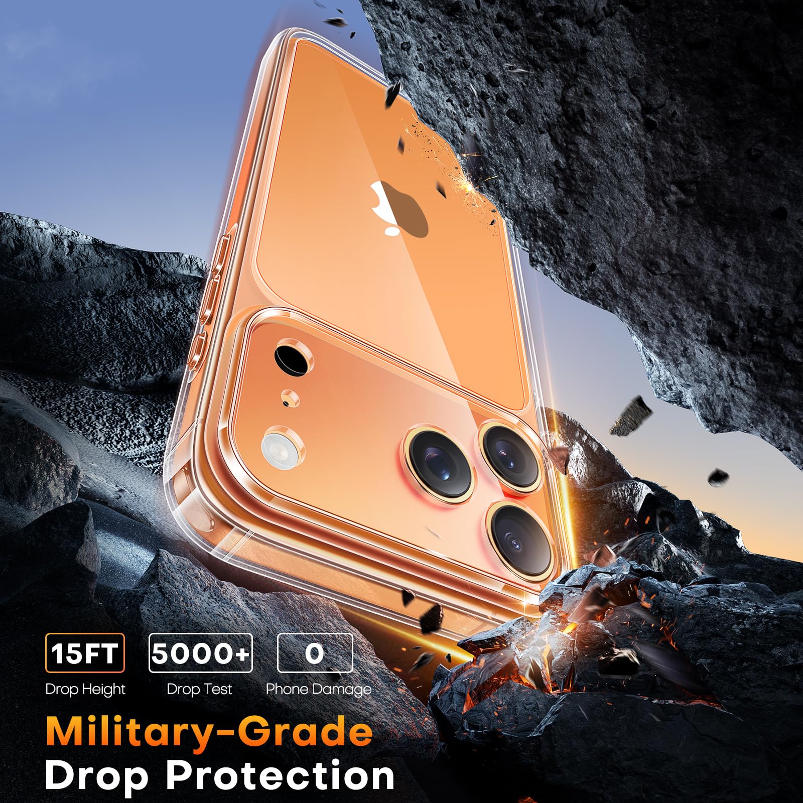 TAURI for iPhone 17 Pro Max Case, Full Camera Protection, Anti-Yellowing Military-Grade Protection Shockproof Slim Phone Case for iPhone 17 ProMax, Clear