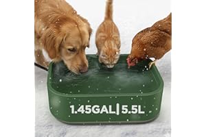 BIETRUNPRO 5.5L/1.45Gal Extra Large Heated Water Bowl, Indoor & Outdoor Winter Antifreezing Pet Heated Thermal Water Bowl Dish, Anti Chewy Cord, BPA-Free, Pet Products for Dog Cats Rabbit Chicken Duck Squirrel