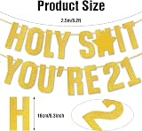 onehous 21st Birthday Decorations Gold Glitter Banner Party Supplies view 2