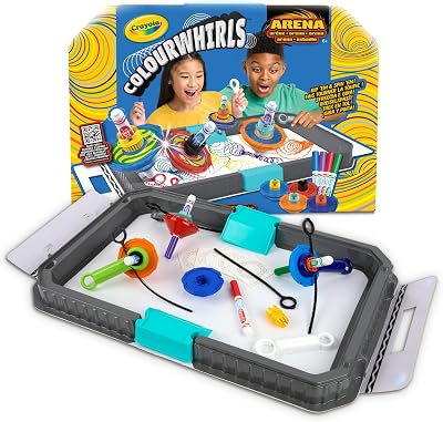 CRAYOLA Colourwhirls Battle Arena Rip Em Spin Em 4 Toys 4 Markers 6+
