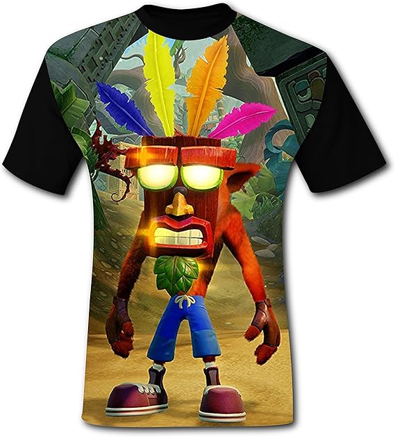 XIAOYIGE Crash Bandicoot Men's Oneck Print Shirts Leisure Short Sleeve