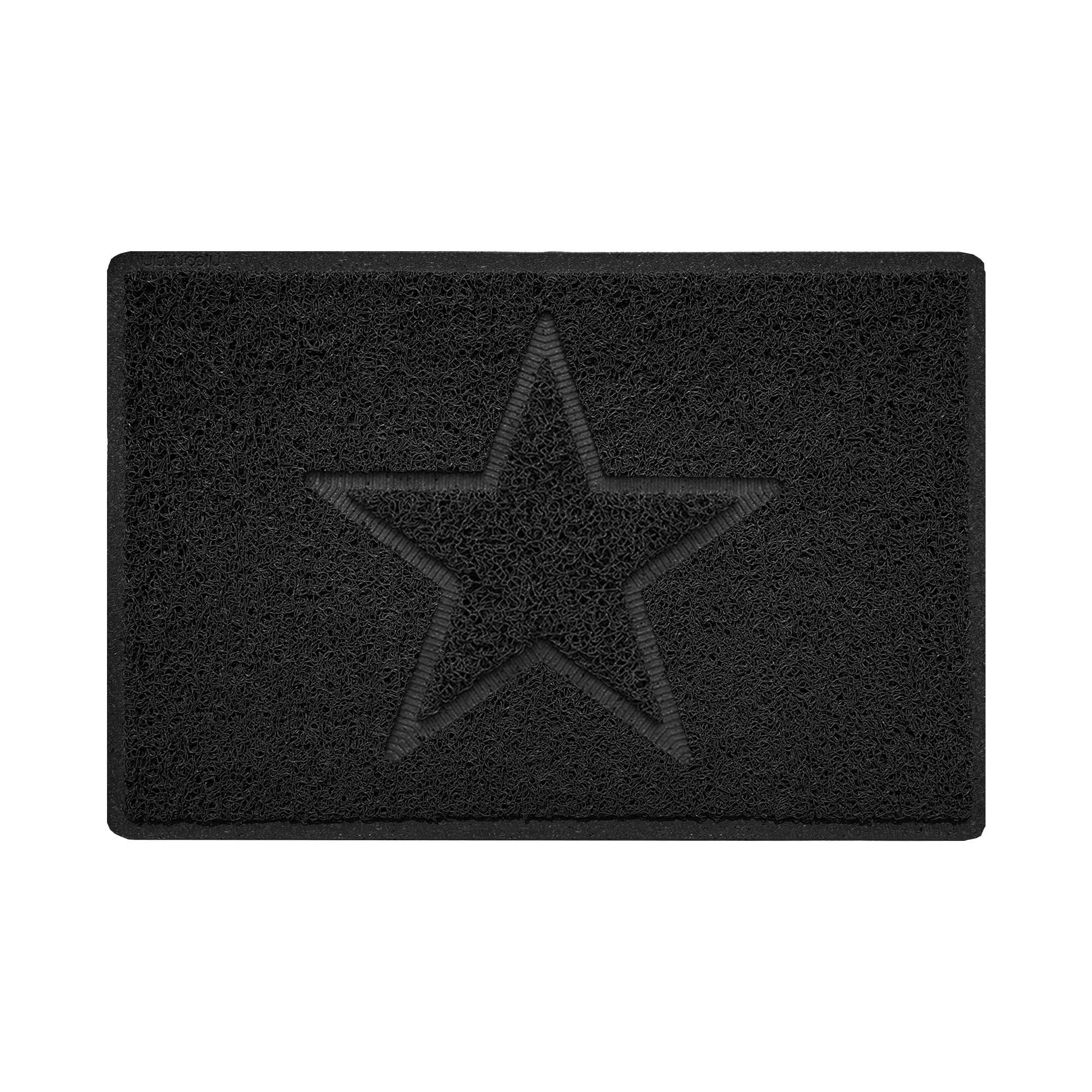 Nicoman Star Shape Embossed Entrance Door Mat Non Slip Dirt Trapper PVC Spaghetti Mat with Rubber Base, Jet Washable Quick Drying Doormat Indoor or Outdoor - (Small, Black, 60 x 40cm)