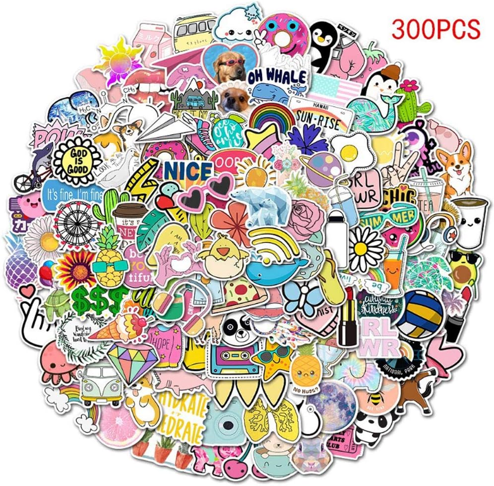 Fashion brand cool stickers 300 kinds of children and teen stickers, music film stickers, vinyl laptops, cars, motorcycles, bicycles, scooters, bumpers, guitars, suitcases, decals and doodles（300pcs)