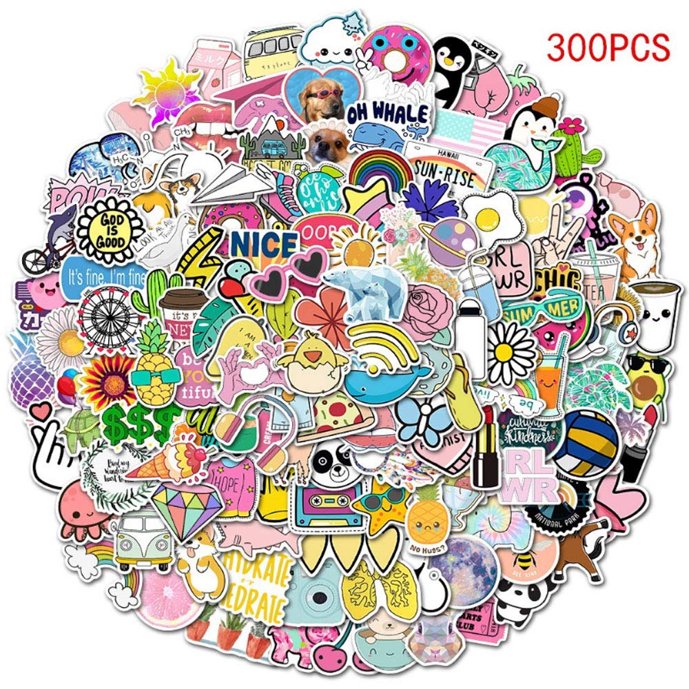 Fashion brand cool stickers 300 kinds of children and teen stickers, music film stickers, vinyl laptops, cars, motorcycles, bicycles, scooters, bumpers, guitars, suitcases, decals and doodles（300pcs)