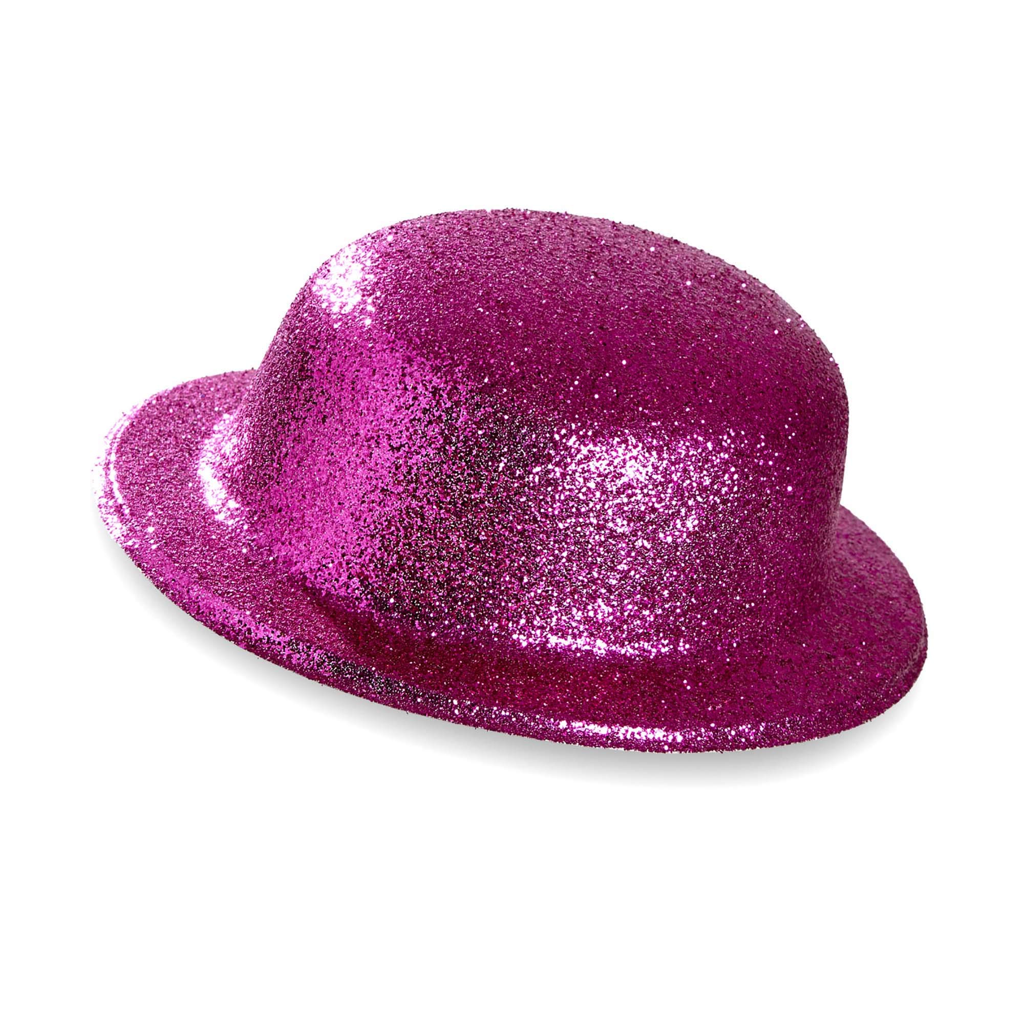 WIDMANN 28044 - Glitter Bowler Hat Adult Unisex, Birthday Party, New Year, Brazilian Carnival, Carnival, Pink Color