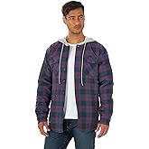 Wrangler Authentics Men's Long Sleeve Quilted Lined Flannel Shirt Jacket with Hood