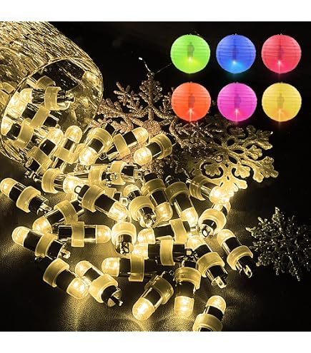 14 Lampions LED Ballons Blanc Chaud – Lumières LED Pour Lanternes Papier, Mariage, Noël, Halloween, Fêtes