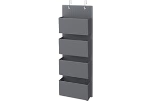SONGMICS Over the Door Organizer, Closet Door Storage, Behind Door Hanging Storage Shelves, 4 Pockets, for Bedroom, Bathroom,