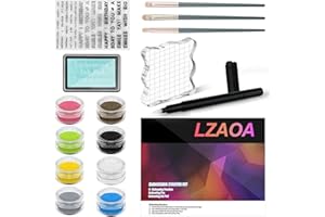 LZAOA Embossing Kit with Embossing Powders, Embossing Ink,Clear Embossing Pen,Embossing Ink Pads,Embossing Kit for Beginners with 8 × 10 ml Embossing Powders