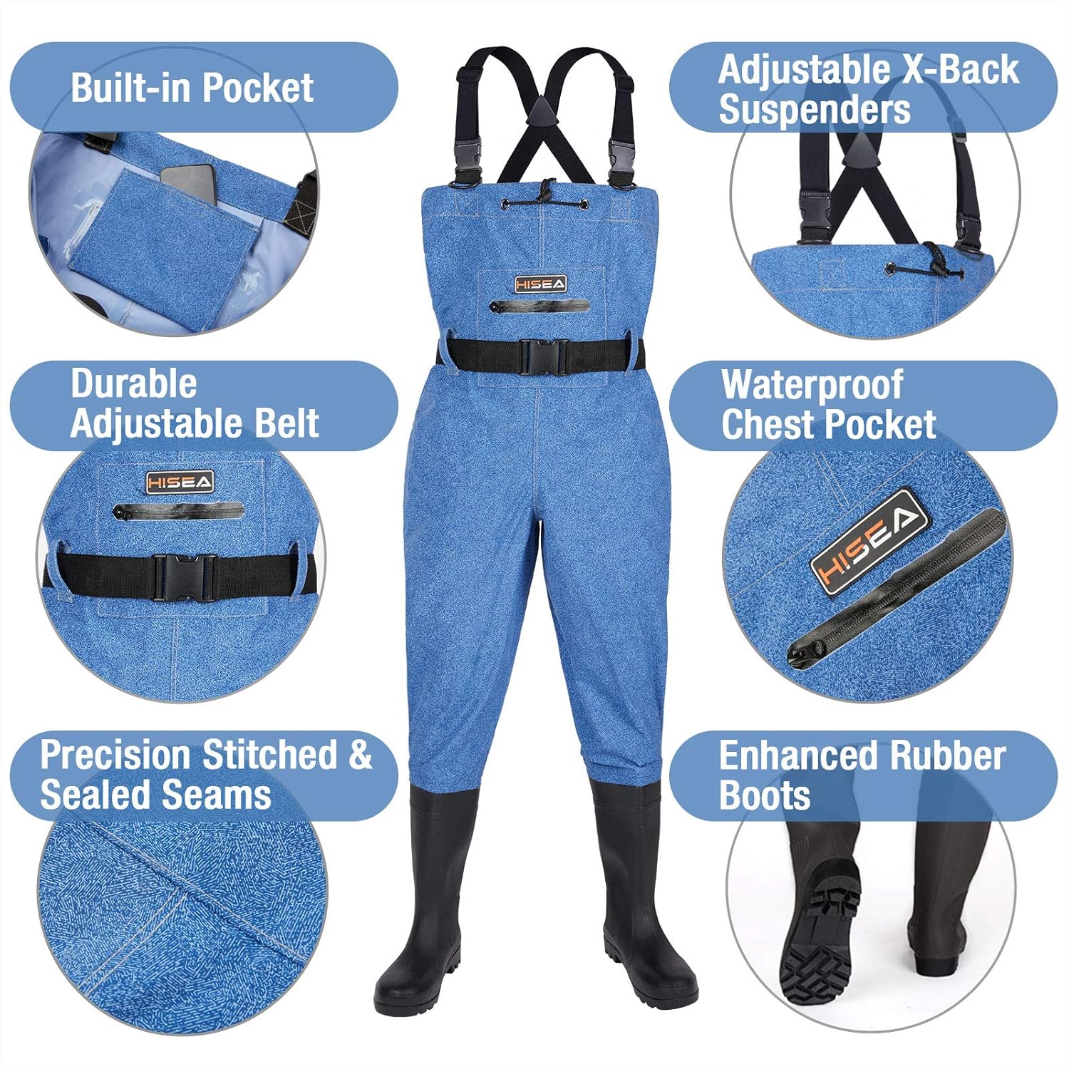 HISEA Upgrade Chest Waders Fishing Waders for Men with Boots Waterproof Lightweight Bootfoot Cleated 2-Ply Nylon/PVC : Sports & Outdoors