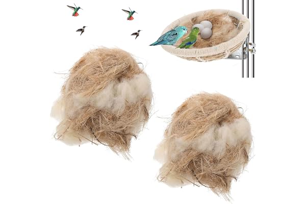 2 Pack Natural Bird Nesting Material - Safe Nesting Mix for Hummingbirds, Canaries, Finches, Parakeets - Cage, Garden & Tree
