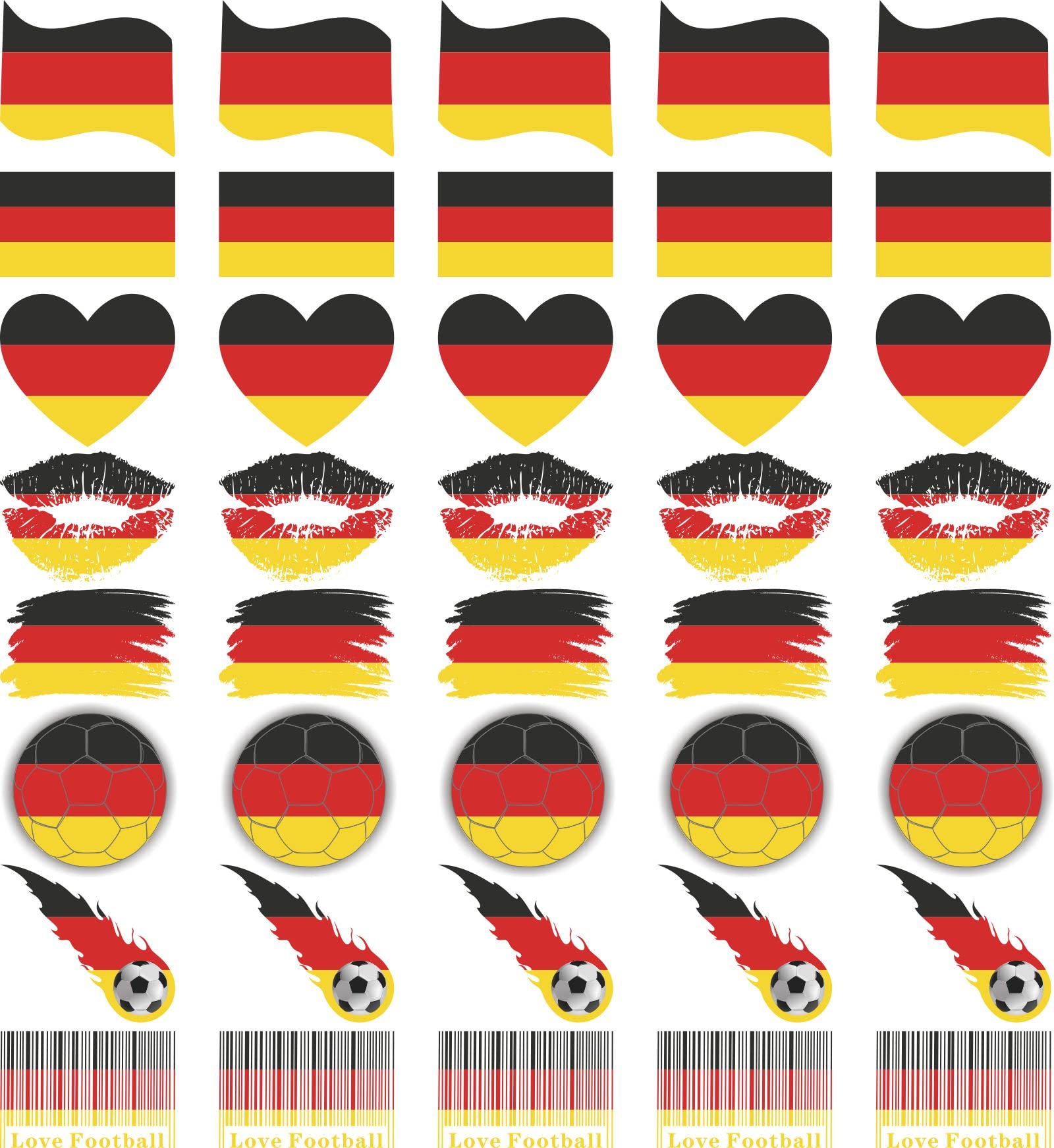 Womaha 40 Sheets Germany Meme Flag Temporary Tattoos for Adults and Kids World Cup European Cup Football Face Tattoo Stickers