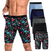 Expertoftio Viscose from Bamboo Long Leg Boxer Briefs for Men, 9 Inch Performance Men's Underwear, Sports, Fly