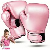 Veemoon Pink Kids Boxing Gloves, Boy Girls Boxing Training Gloves Ages 3-10 | Youth Sparring Mitts Children Kickboxing Fighting Gloves, Soft Sponge Endomor Protection for Beginner Practice Thai Mitts MMA