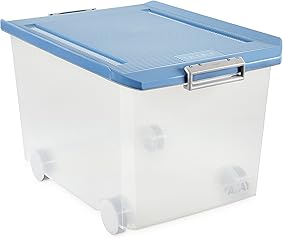 Tatay Caja de Almacenamiento Multiusos con Tapa y con Ruedas 60 l de Capacidad plástico Polipropileno Libre de bpa, Azul, 40 x 56,5 x 36,2 cm