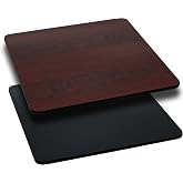 Flash Furniture 42" Square Reversible Table Top, Black/Mahogany | Reversible Laminate Top, Durable Construction, Commercial Use