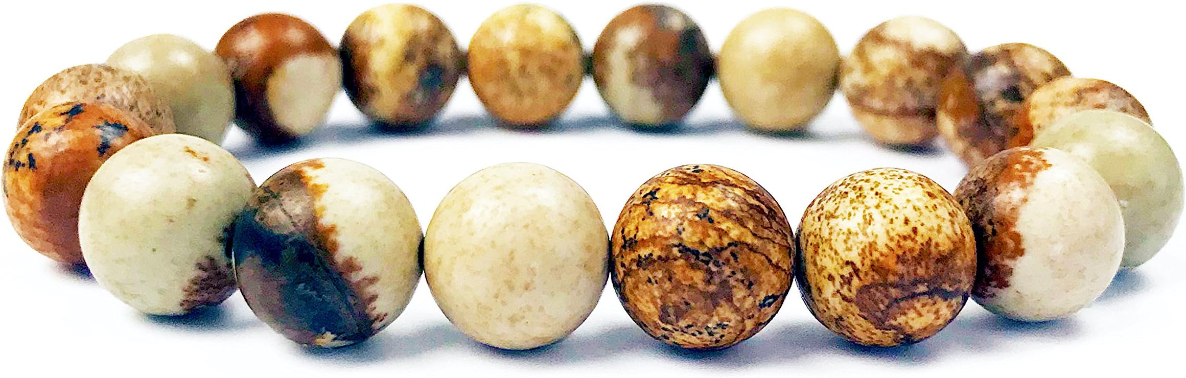 Viable Harvest 10mm Natural Stone Beaded Bracelet, Jasper Round with Reinforced Stretch Fit