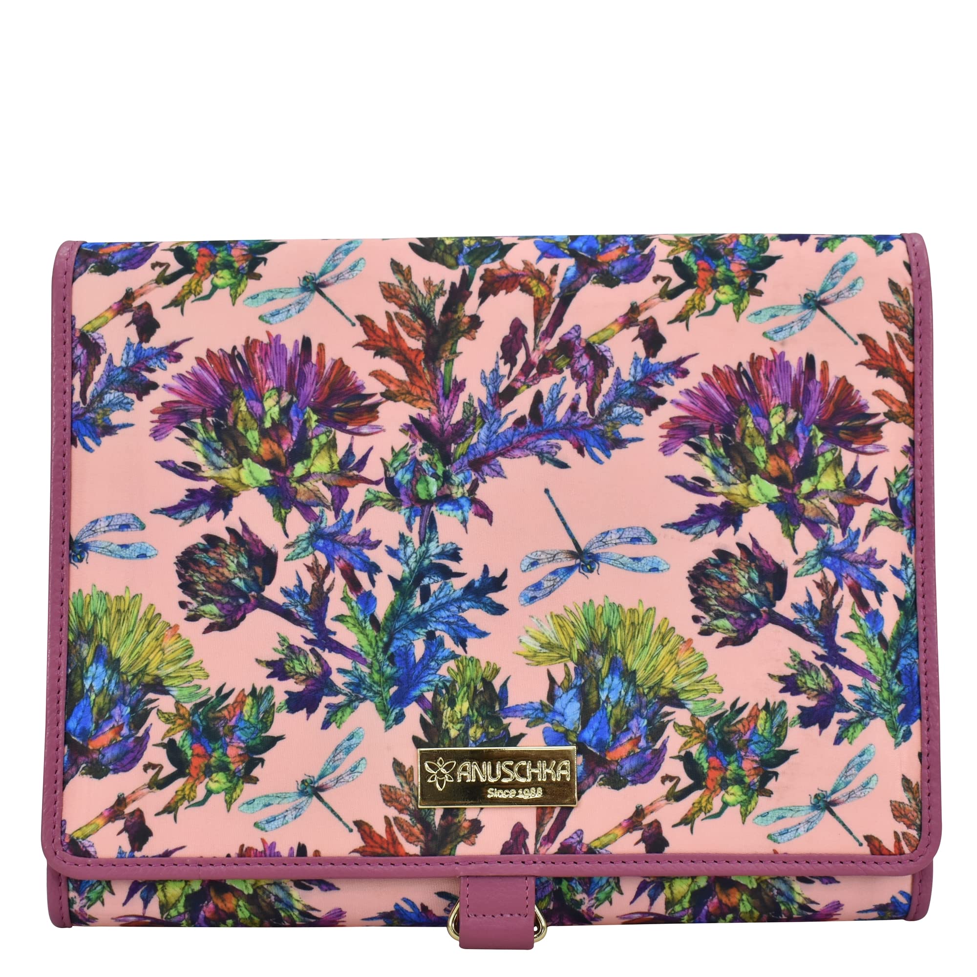 Anuschka Wanderlust Collection Hanging Travel Organiser - Nylon Fabric Bag for Women - Dragonfly Garden