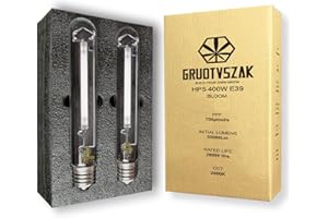 GRUOTVSZAK HPS 400W Grow Light Bulb E39 750μmol 2000K Red Concentrated Spectrum 55000 Lumens Bloom Flowering High Pressure Sodium 2-Pack