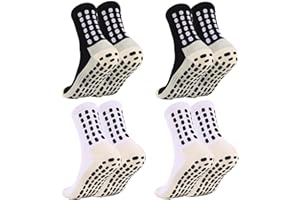 ZXOLDZX 4 Pairs Grip Soccer Socks for Men Women Cushioned Non Slip Football Basketball Athletic Sports Socks