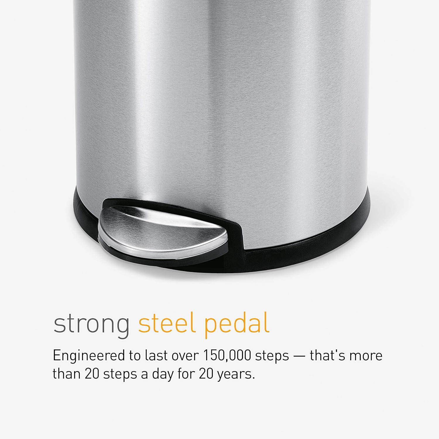 simplehuman Gallon Round Bathroom Step Trash Can, 4.5 Liter / 1.2 Gallon, Brushed Stainless Steel: Home & Kitchen