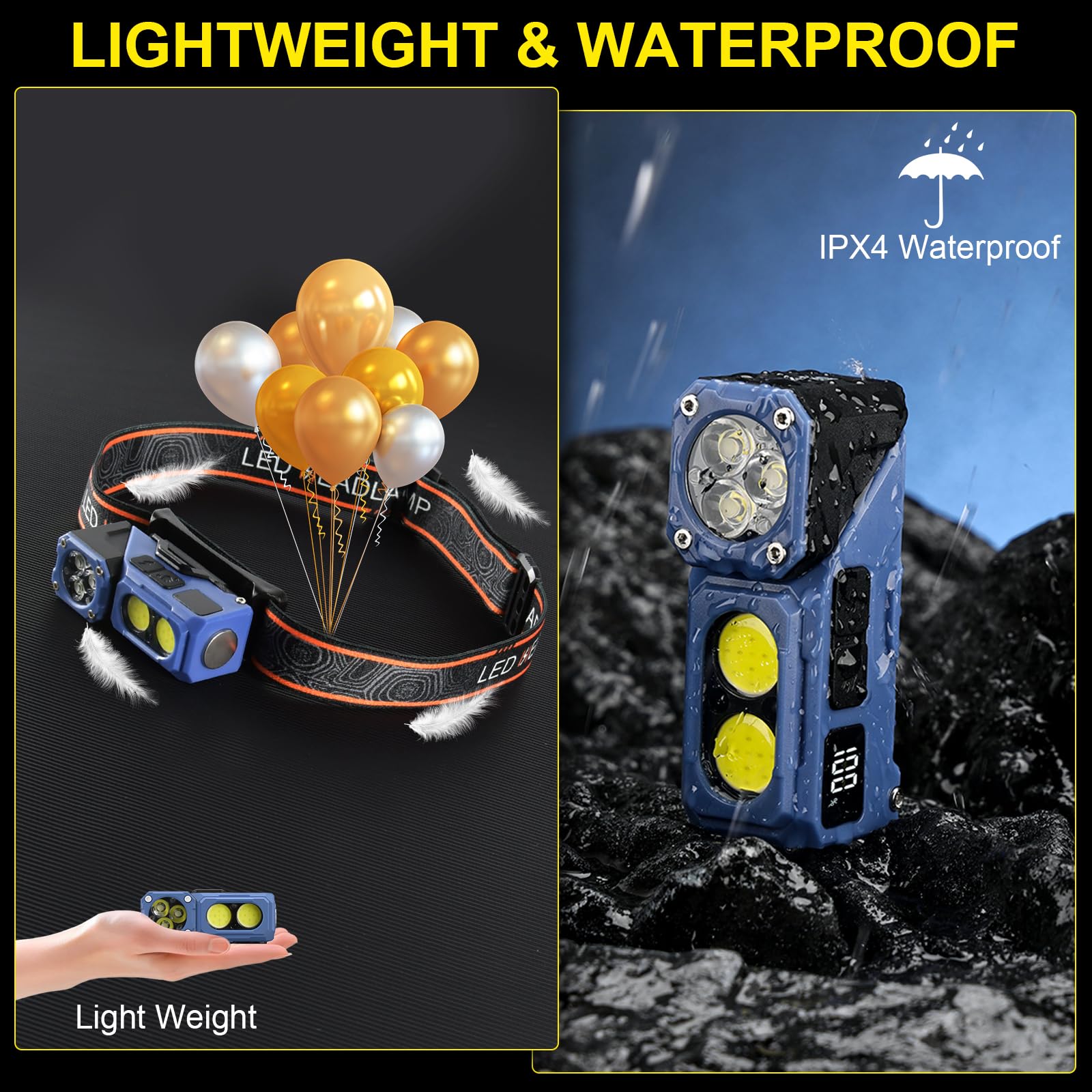 iodoo Bewegungsmelder-Stirnlampe mit drehbarem Fokus Taschenlampe, 1000 Lumen COB Licht, 6 Stunden Laufzeit, Magnetfuß - Ideal für Camping, Wandern & Arbeit 8