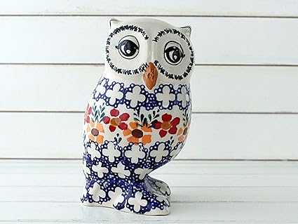 Amazon ポーリッシュポタリー ポーランド陶器 ふくろうのフィギュア 可愛いふくろう オブジェ 高さ16cm Cf18 Alc17 ポーリッシュポタリー 置物 オブジェ 通販
