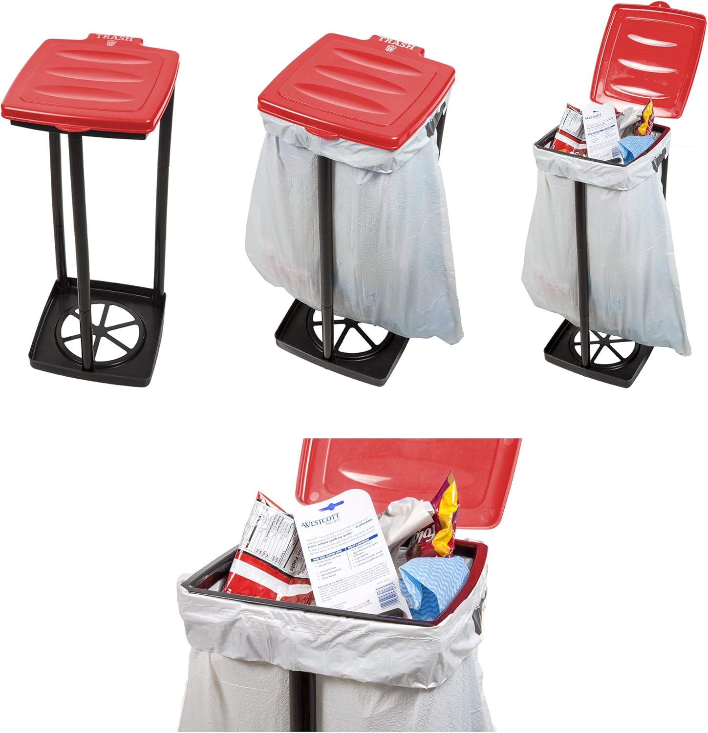 Wakeman Portable Trash Bag Holder- Collapsible Trashcan for Garbage and Indoor/Outdoor Use Outdoors -Ideal for Camping Recycling and More (Red): Clothing