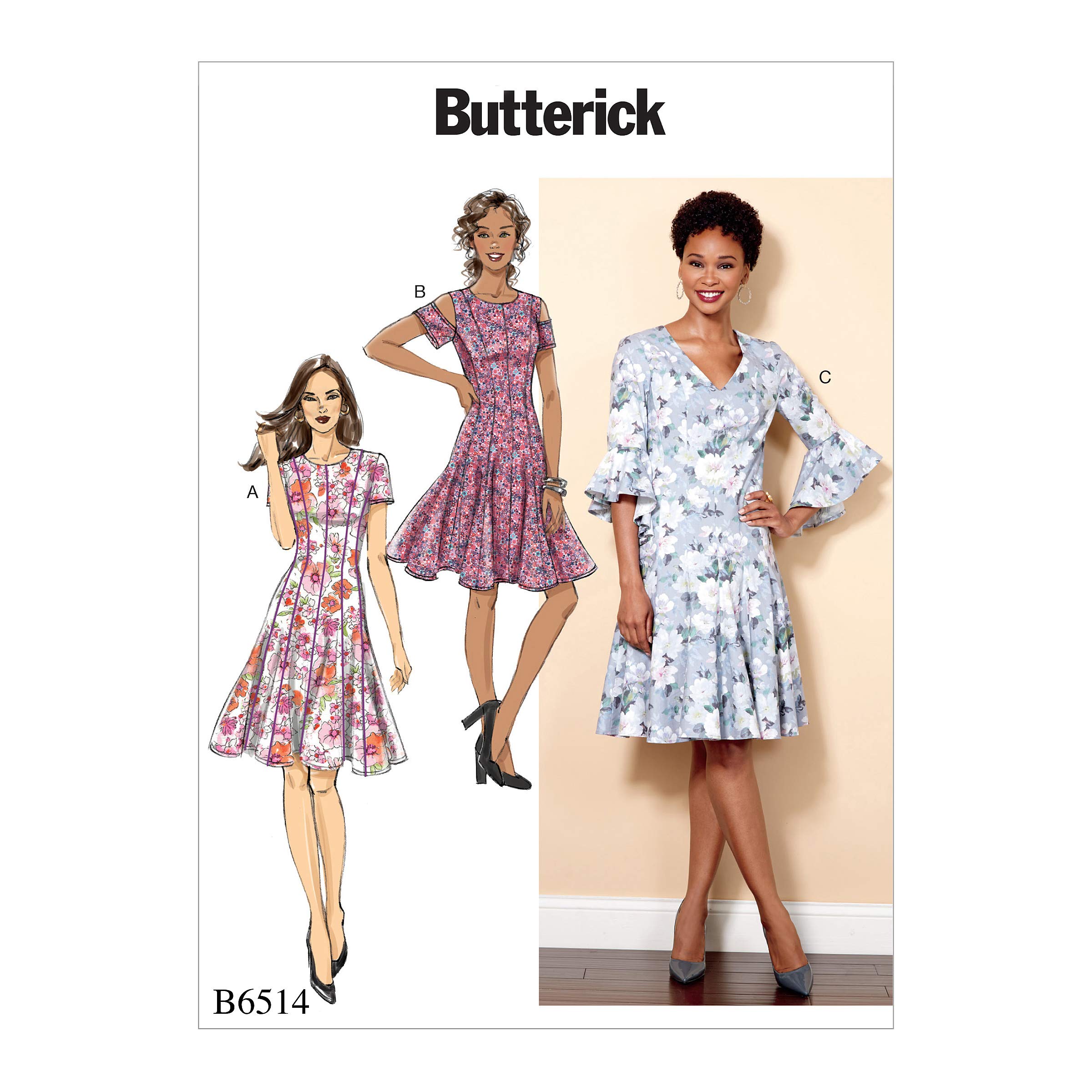 Butterick Patterns 6514 E5 Miss Petite Dress Sewing Pattern, Tissue, Multi-Colour, 17 x 0.5 x 22 cm