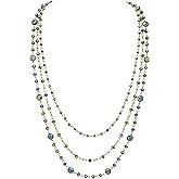Firstmeet Long Chain Multi Layer Fashion Glass Beads Handmade Necklace for Women
