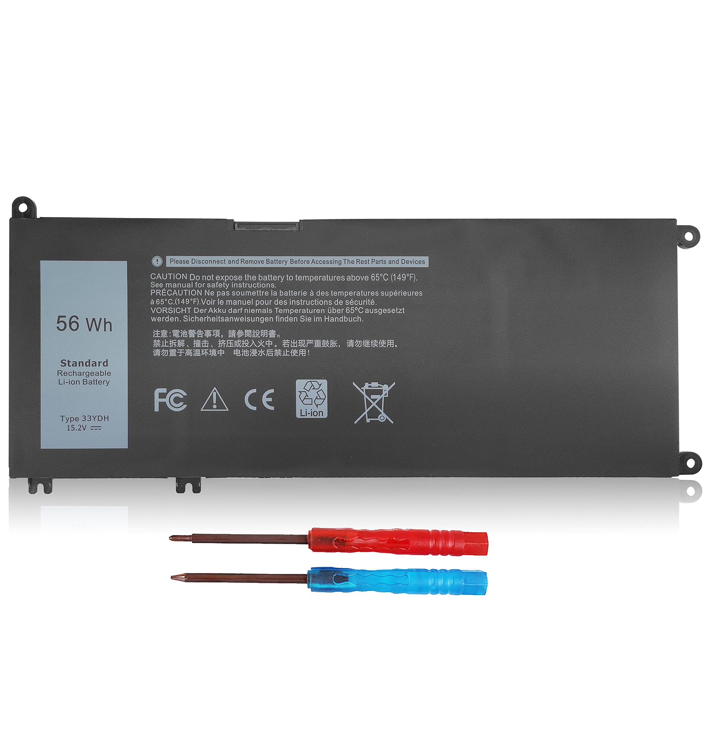 Photo 1 of 33YDH Battery for Dell Inspiron 17 7000 7778 7779 7786 7773 15 7577 G3 3579 3779 G5 5587 G7 7588 Latitude 13 3380 14 3490 15 3590 3580 P30E P30E001 81PF3 081PF3 PVHT1 0PVHT1 15.2V 56WH