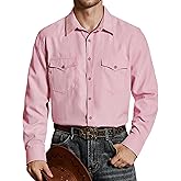 VATPAVE Mens Western Cowboy Shirts Button Up Shirts Long Sleeve Work Shirts for Men with Two Pockets