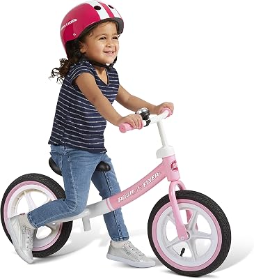 Air Ride Balance Bike, bici per bambini da 1,5 a 5 anni, bici senza pedali rosa e bianca