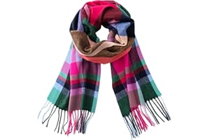 Calvin Olivia Soft Cashmere Feel Scarf Unisex Classic Plaid Tartan Winter Scarves Ombre Buffalo Tartan Tweed Houndstooth Gift