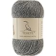 TEHETE 100% Merino Wool Yarn for Knitting 3-Ply Luxury Warm Soft Lightweight Crochet Yarn(Grey,3Balsl)
