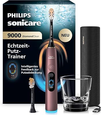 Sonicare Next-Generation DiamondClean 9000 elektrische Zahnbürste - intelligentes Feedback zur Putzabdeckung, intelligente Andruckkontrolle und 21 Einstellungen, Satin-Lila, HX9214/85