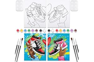 VOCHIC 2 Pack Couples Paint Party Kits Pre Drawn Canvas for Adults Paint and Sip Kit Date Night Games for Couples Painting (8x10 Inches, Sneakers)