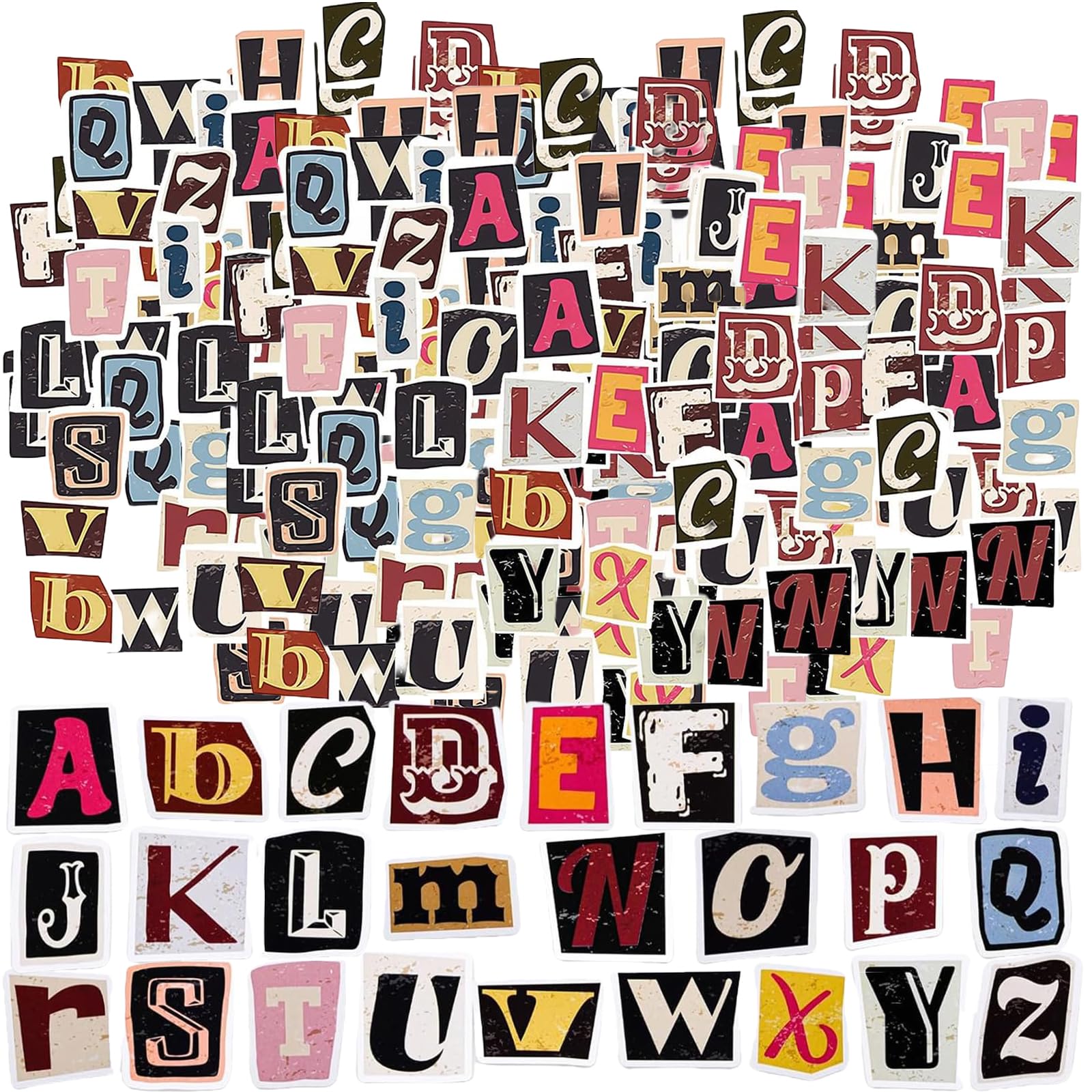 156 PCS Scrapbook Stickers, Vintage Letter Stickers for Scrapbooking DIY, for Travel Craft Calendars Suitcases Laptop