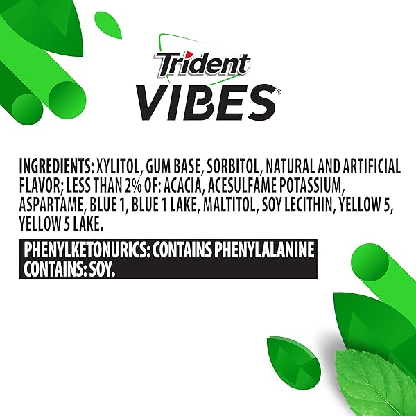 TRIDENT VIBES SUGAR FREE GUM, SPEARMINT RUSH FLAVOR, 1 GO-CUP (40 PIECES TOTAL)