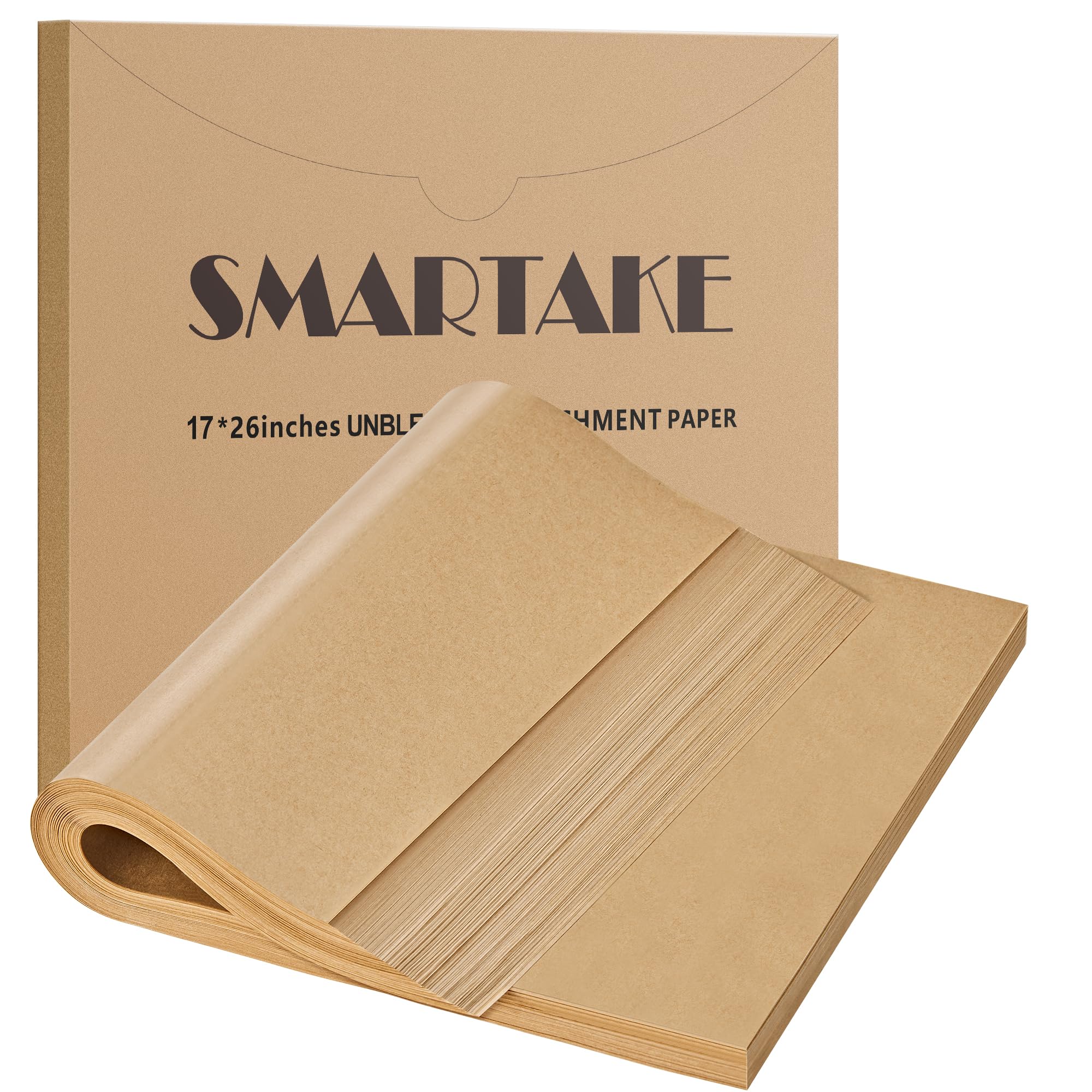 Photo 1 of SMARTAKE 200 Pcs Parchment Paper Baking Sheets, 17x26 Inches Non-Stick Precut Baking Parchment, for Baking Grilling Steaming Bread Cup Cake Cookie and More (Unbleached)