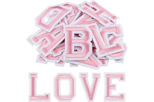 Morcheiong 78 Pcs Iron on Letter Patches A-Z, 2 Inch Iron on Embroidered Alphabet Patch for Clothing, Pants, Hats, Bags- Ligh