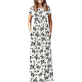 AUSELILY Women's Classic Short Sleeve Loose Plain Casual Long Maxi Dresses for Women 2026
