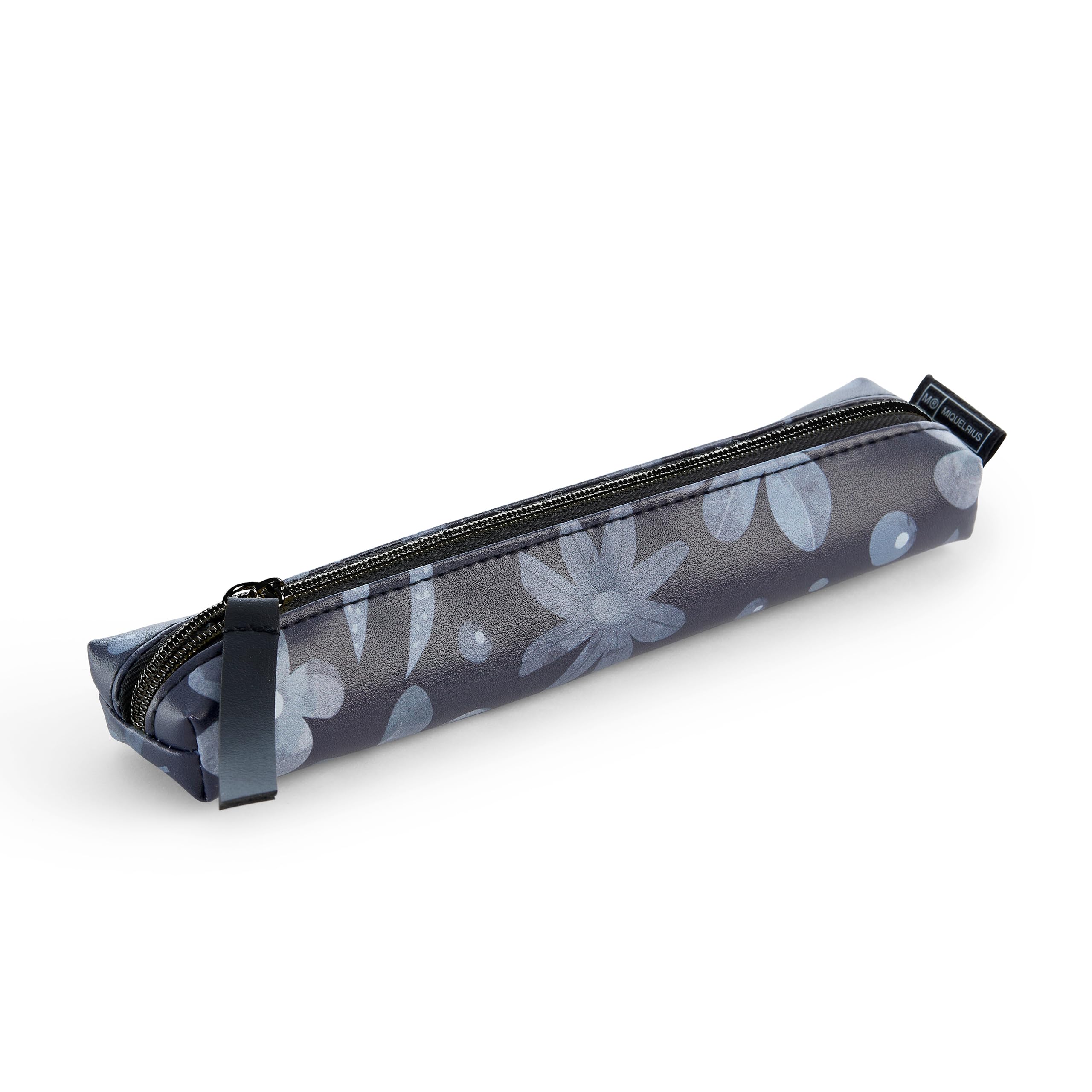 Miquelrius - Mini Pencil case with 1 Compartment, Size 185 x 20 x 35 mm, Outer Material and Handle in Printed PU, Zipper, Midnight Secrets Collection, Blue Flowers, Blue, 185 x 20 x 35, Blue, 185 x