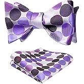 HISDERN Bow Ties for Men Polka Dot Selftie Bowtie and Pocket Square Classic Business Tuxedo Wedding Bowties Handkerchief